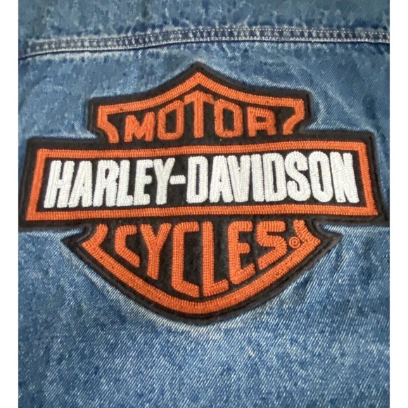 New Harley Davidson Motorcycle Denim Jean Jacket Women’s Size SMALL Logo On Back - Picture 4 of 6